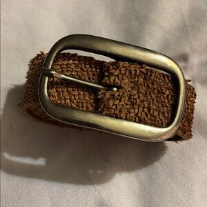 Sangiorgio Tan Unisex Italian Textured Leather Belt (Medium)